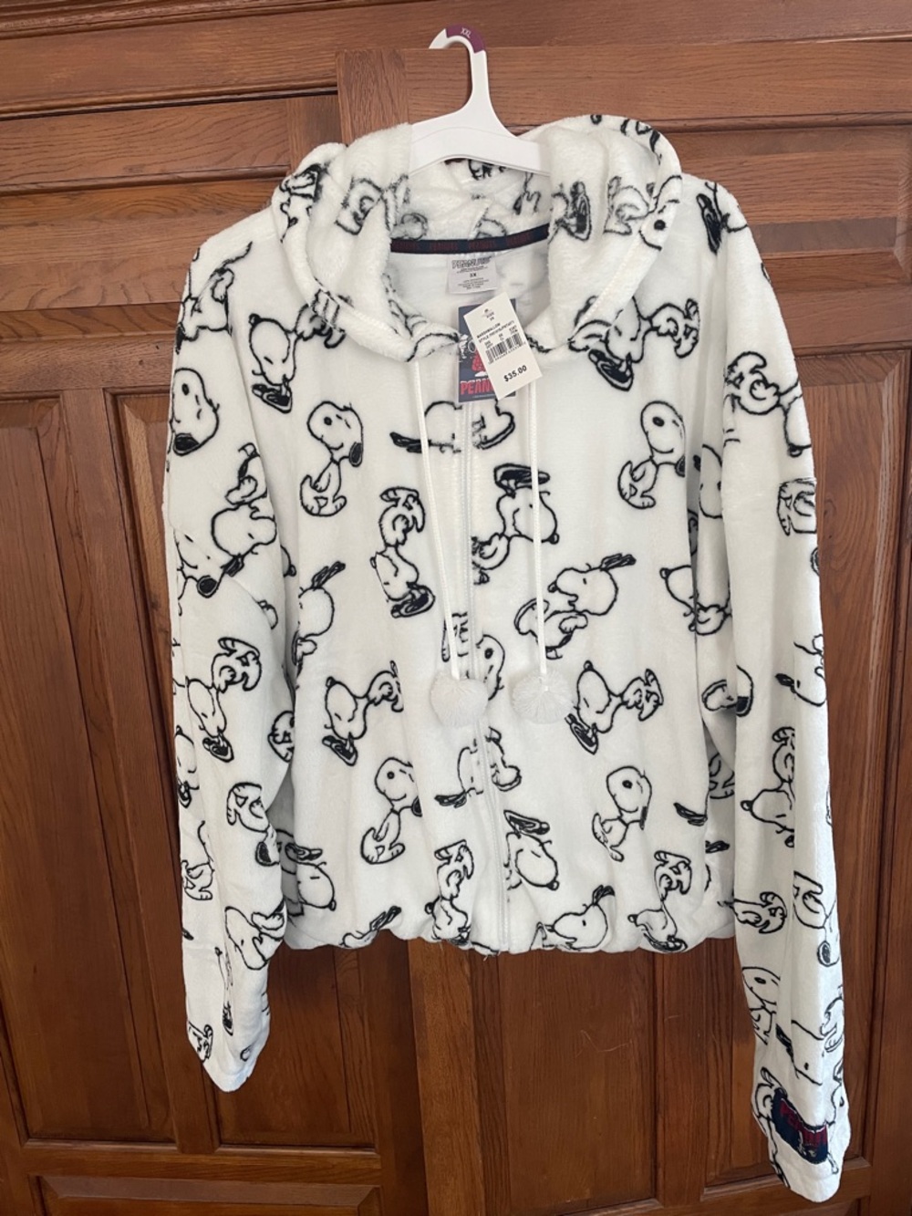 Peanuts Black & White Snoopy Fleece Zip Hoodie for adults Sz. 3X  NWT very soft